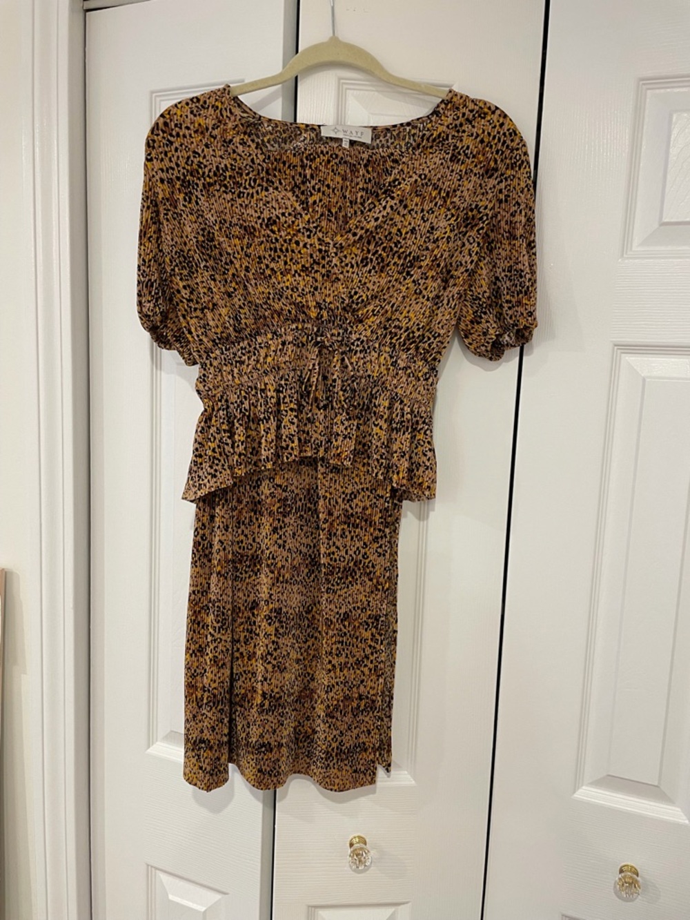 Wayf Brown Leopard Print Smocked Midi Set